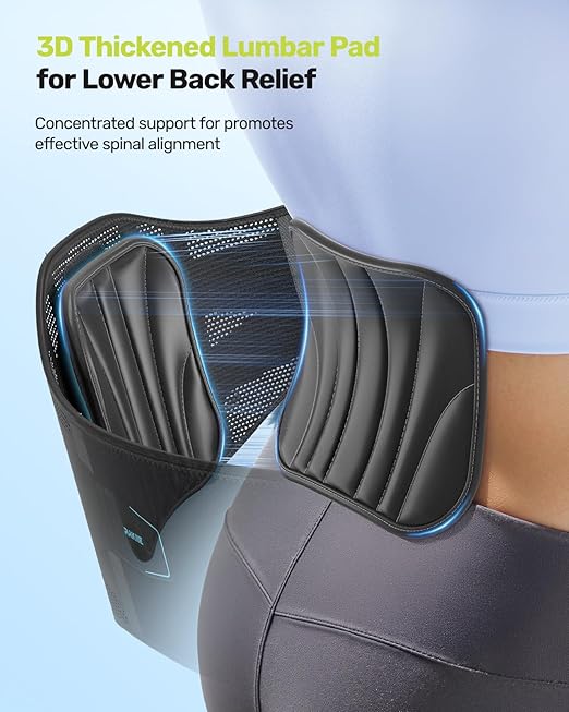 Rakiie Lumbar Back Brace with Removable Pad, Adjustable Lower Back Pain Relief Support for Men and Women, Comfortable Support Belt Ideal for Lower Back Pain, Sciatica, Scoliosis, Size XL (Waist: 45.3"-51.2")