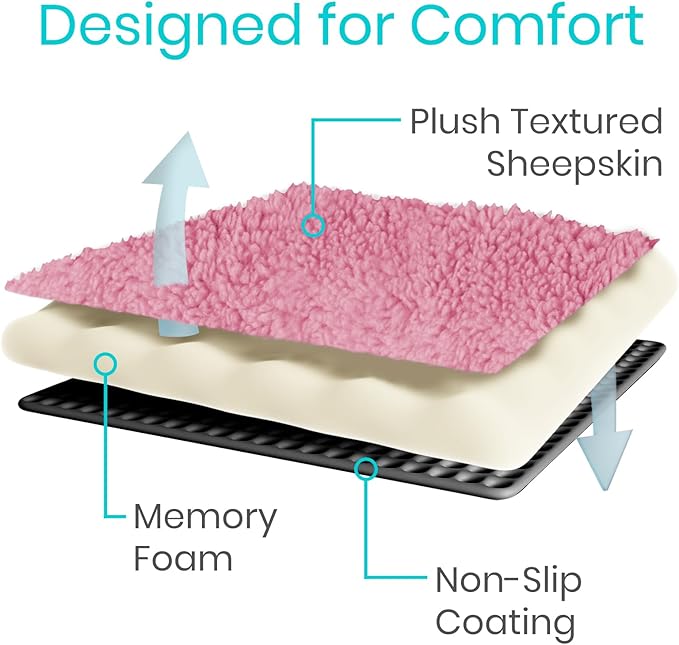 Vive Wheelchair Armrest Pads (2 PCS) - Memory Foam Sheepskin Cushion Accessories for Transport Electric Wheel Chair Arm Rests - for Adults, Seniors, Handicapped - Soft Support for Office Chair