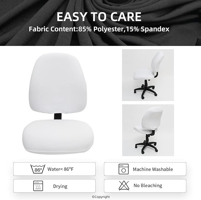 Super Stretchable Separate Office Chair Seat Covers - Universal Spandex Computer Chair Slipcover - 180GSM Washable Rotating Backrest Coverings & Cushion Protectors for Dogs, Cats, Pets