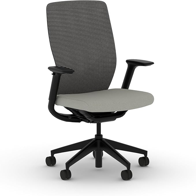 HON Flexion Mesh Office Chair, Height Adjustable Arms, Conference Room Chairs with Lumbar Support, Black Mesh, Black Frame, Fog