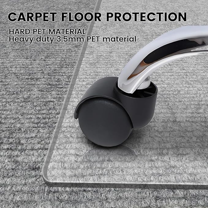 Office Chair Mat for Carpet and Hardwood Floor, 48"x40" Heavy Duty (0.14" Thick) Flat Shipping, Computer Desk Chair Mat