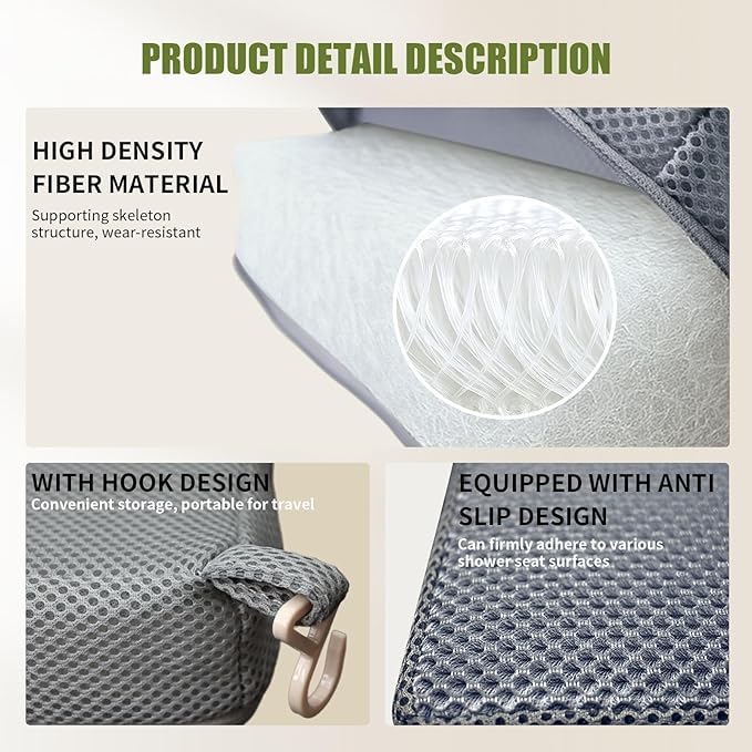 Gwremzlox，Shower Seat Cushion, Soft Chair Pad for Elderly Bathing，Easy to Clean & Quick Dry，Using 4D air Fiber Material，Suitable for Shower Seats, Bathtub Baths, Poolside Rest, Dressing Room Seats