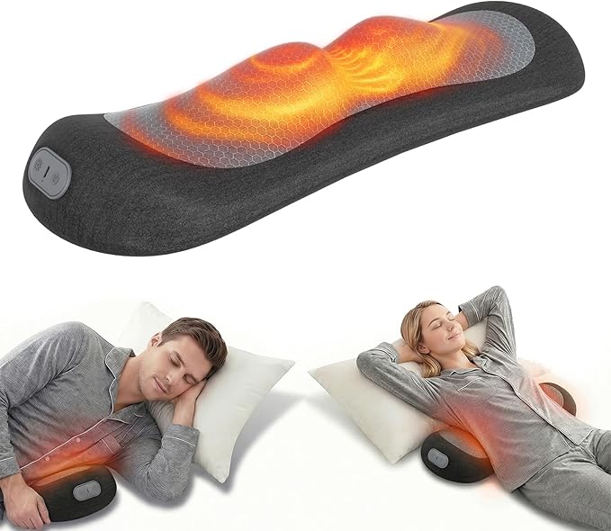 Yunari 3-in-1 Wireless Lumbar Support Pillow, 2-Level Adjustable Hot Compress, Deep Tissue Massage, Intelligent Dual Airbag Traction, Ergonomic Memory Foam, Relieves Waist Pain