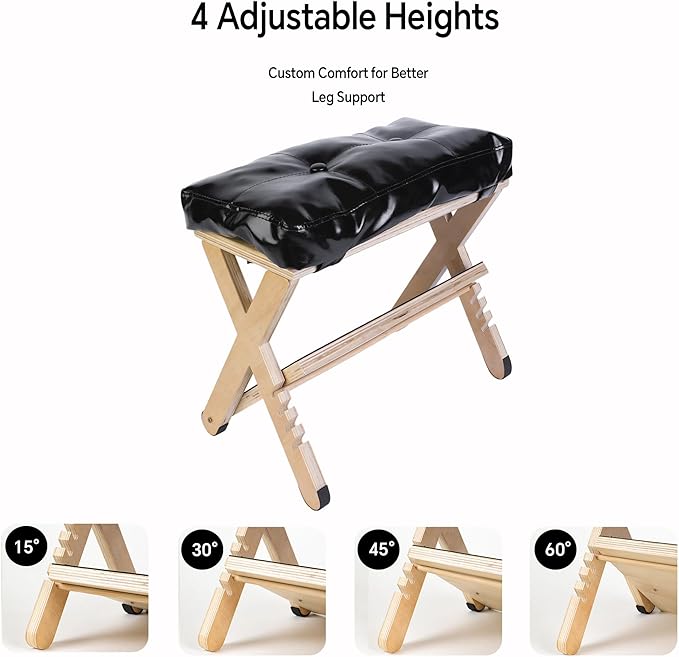 Adjustable Foot Rest for Under Desk at Work – 4 Height Levels Wooden Ergonomic Footstool Base Foot & Leg Rest for Office,Gaming,Home (Large)