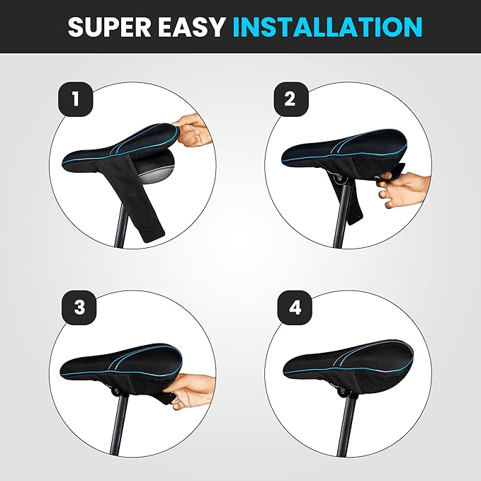 X WING Bike Seat Cover Padded with Memory Foam, Bicycle Saddle Soft for Men Women, Comfort Exercise Cycle Seats Cushion Padded Fits Stationary Bikes, Spin, for Indoor and Outdoor Cycling