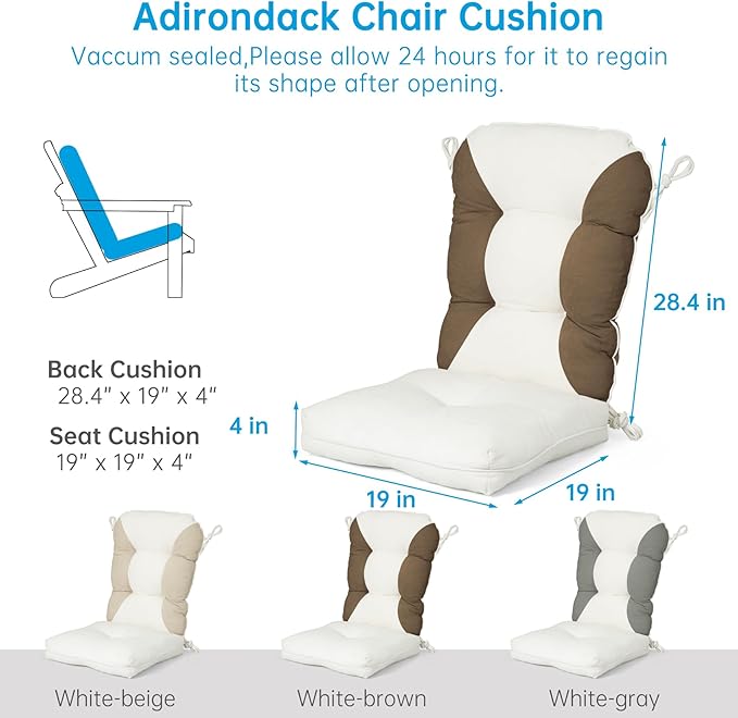 Rocking Chair Cushions Set - Non-Slip Adirondack Chair Cushions with Ties Indoor/Outdoor Rocking Chair Pad for Living Room, Bedroom, Balcony, Office