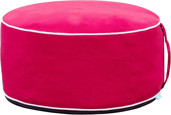 QILLOWAY Inflatable Outdoor Ottoman for Patio, Waterproof Round Pouf, Inflatable Foot Rest, Outdoor Footstool for Poolside, Garden，Camping,Red