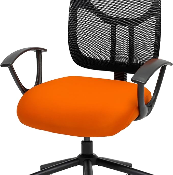 DIVA EN CAMINO DEC Stretchable Desk Office Chair Seat Cushion Covers - Universal Spandex Computer Chair Slipcover - Removable Washable Cushion Protectors Anti-Scratch for Dogs, Cats, Pets (Orange)