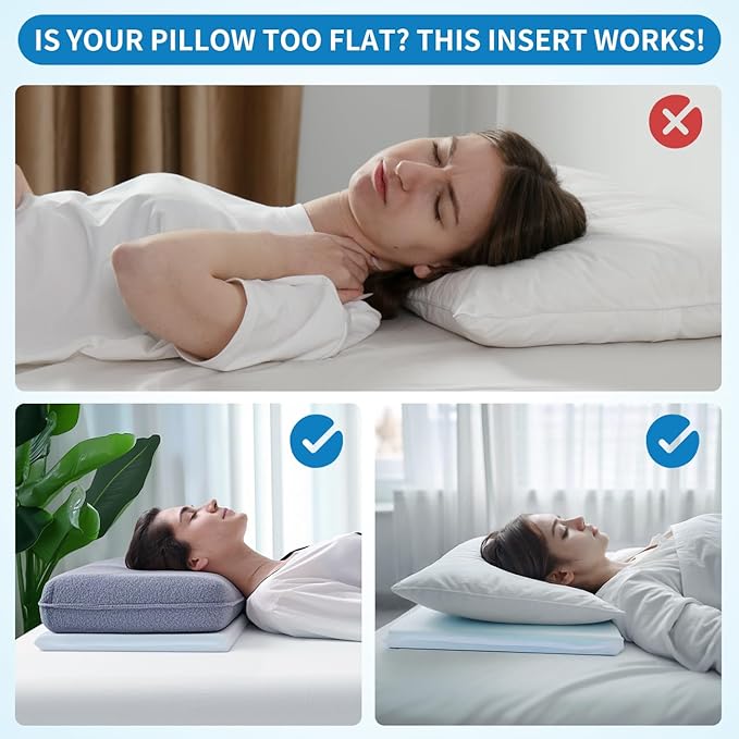 Adjustable Memory Foam Pillow's One Layer - 1 Height 1.2'' Insert for Cervical Pillow to Raise Height, CertiPUR-US Memory Foam Piece, Ultra Thin Pillow for Stomach Sleeper, Blue, Ultra Soft