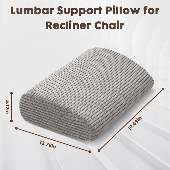 Large Lumbar Cushion Lumbar Support Pillow, Ergonomic Lumbar Pillow with Machine Washable, Help Relieve Pain of Back, Lumbar, Tailbone and Sciatic Nerve Support. (Dark Grey)