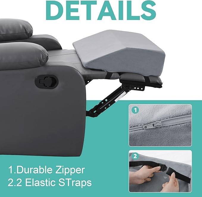 HOMBYS Extra Large Recliner Leg Pillow Support, 5 inch Thick Foam Foot Rest Cushion for Couch, Ergonomic and Multifunctional Leg Elevation Pad for Sofa, Chair, Bed(Grey)