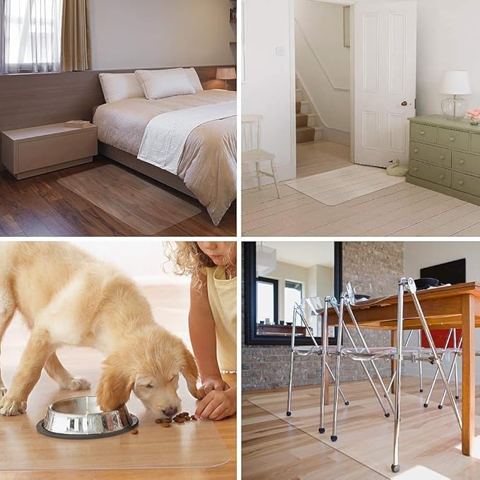 Azadx Office Chair Mat for Hardwood Floor, 63"x51" Clear Desk Chair Mat for Hardwood Floor Large Protector Floors Mats for Office Chairs, Easy Glide Rolling Plastic Floors Mats for Home Offices