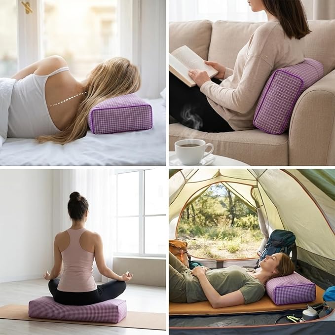Organic Natural Buckwheat Pillow for Sleeping, Adjustable Buckwheat Hull Pillow with Organic Cotton for Cool Sleep (xiaoge Purple)