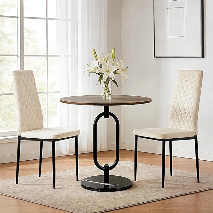 Lightdot Dining Chairs Set of 2, Moden Kitchen Table Chairs with Mental Legs and Padded Seat for Dining Room/Kitchen/Living Room/Restaurant, Beige