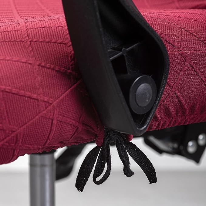 Melaluxe Office Chair Cover with Armrest Covers， Universal Stretch Desk Chair Cover, Computer Chair Slipcovers (Size: L) - Wine Red