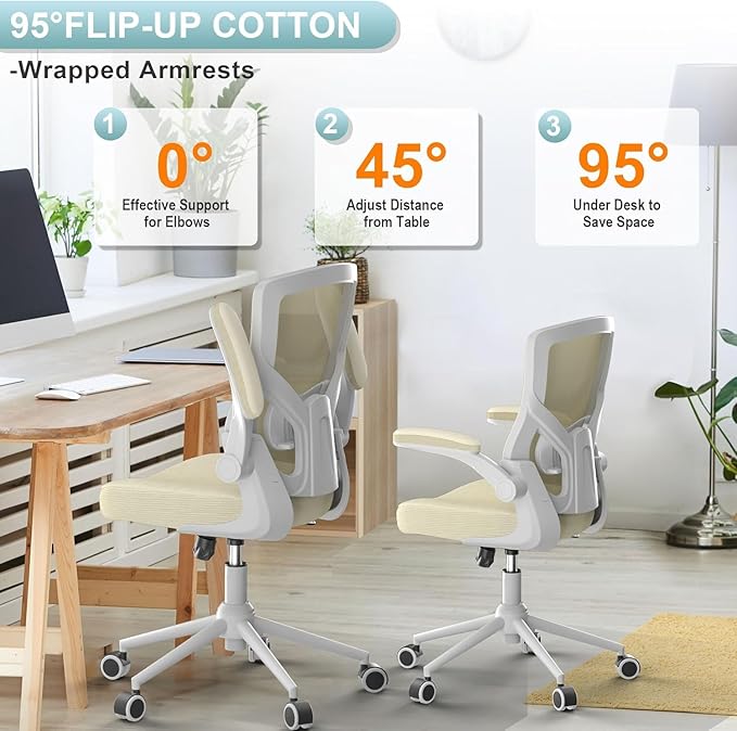CYKOV Office Chair, High Back Desk Chair Adjustable Height and Ergonomic Design Home Office Computer Chair Executive Lumbar Support Padded Flip-up Armrest Swivel Task Chair
