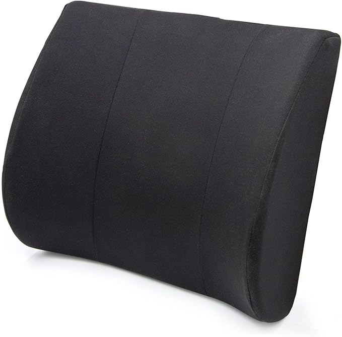DMI Lumbar Support Pillow for Chair to Assist with Back Support with Removable Washable Cover to Ease Lower Back Pain while Improving Posture, 14 x 13 x 5, Contoured Foam, Standard, Black