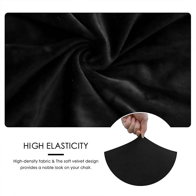 FORCHEER Office Chair Replacement Seat Cover Black Stretch Velvet Deak Chair Seat Cushion Cover 20x20inch 1 Piece Washable