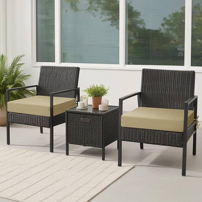 idee-home Outdoor Chair Cushions Set of 2, Waterproof Outdoor Seat Cushions for Patio Furniture, Outside Replacement Chair Pad with Ties for Lawn Deck Porch, 24 x 24