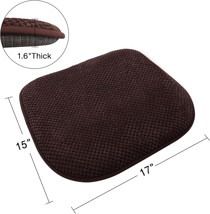 Brown Foam Seat Cushions Kitchen Chairs Pads for Dining Chairs Non Slip Office Seat Cushions Washable U Shaped Soft Thick Large Metal Wooden Chair Cushions,17" x 15"