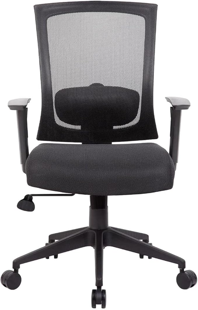 Ergonomic Black Mesh Back Task Chair Breathable Supportive Design Swivel Adjustable Height Rolling Casters Lumbar Comfort Contoured Seat Stylish Modern Office Furniture Durable Structure