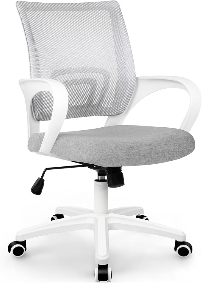 ETONEX Office Chair with Ergonomic Mid Back Cushion Lumbar Support Adjustable Swivel Rolling Computer Gaming Desk Chair Comfy Mesh Seat Wheels Home Executive Use (1, Grey)