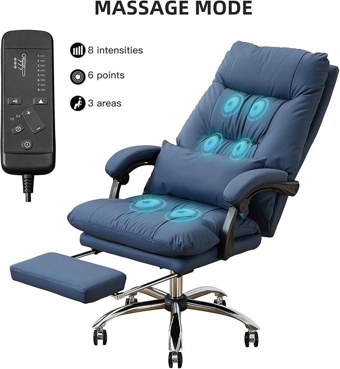 Massage Office Chair with Foot Rest,6 Points Vibration, Executive Office Chairs Tall Office Chair,Ergonomic Reclining Desk Chair