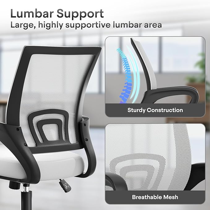 Athena Collection Office Chair - 330Lbs, 2 Packs Breathable Mesh Desk Chair Thickness Cushion with Lumbar Support & Armrest, Rolling Swivel Adjustable Tilt Lock for Home Office/Gaming, Bedroom Study