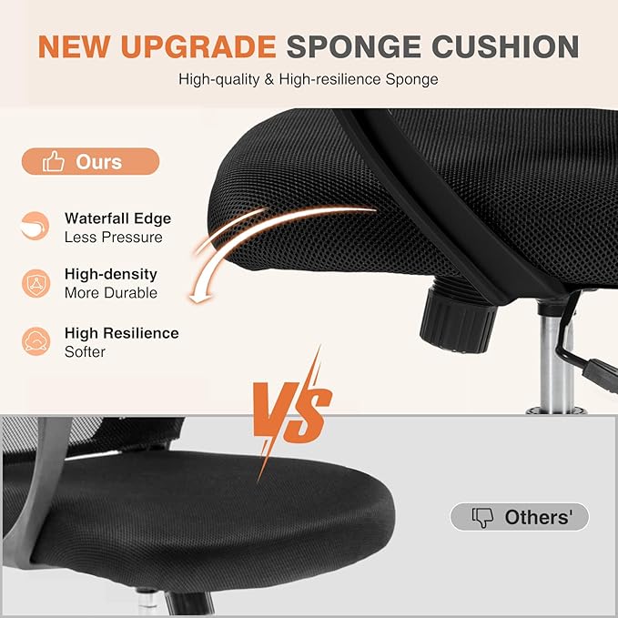 Sweetcrispy Home Office Managerial Executive Chair, Ergonomic Mesh Adjustable Swivel Mid-Back Computer Desk Chair with Comfortable Lumbar Support, Comfy Arms for Bedroom,Study
