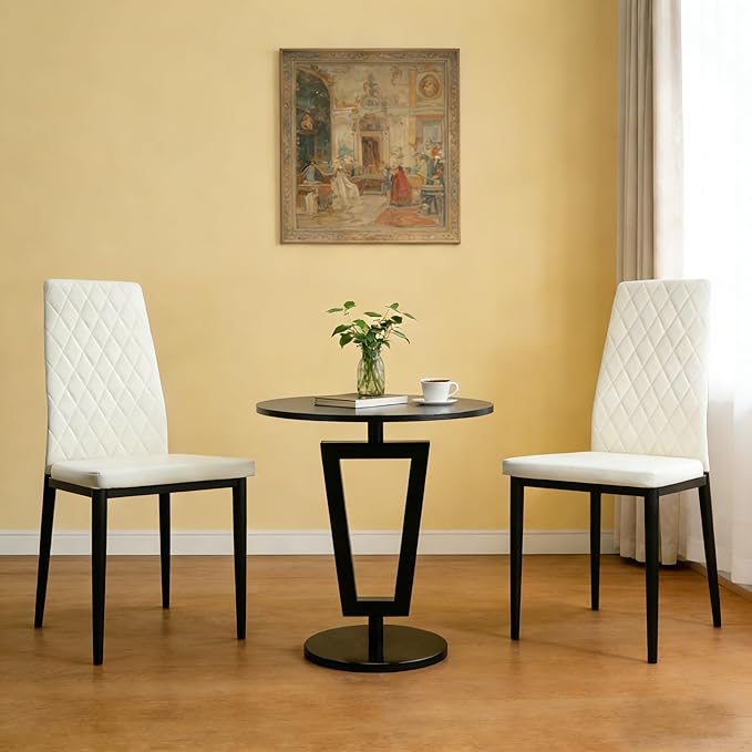 Lightdot Dining Chairs Set of 2, Moden Kitchen Table Chairs with Mental Legs and Upholstered Faux Leather for Dining Room/Kitchen/Living Room/Restaurant