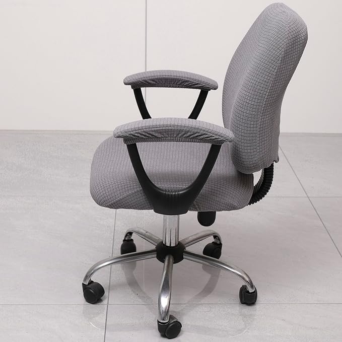 Melaluxe Office Chair Cover with Armrest Covers， Universal Stretch Desk Chair Cover, Computer Chair Slipcovers - Light Gray