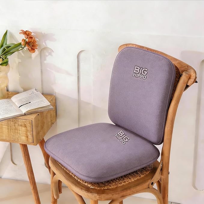 Big Hippo Ergonomic Lumbar Support & Memory Foam Seat Cushion Set - Sciatica & Tailbone Pain Relief for Office, Car & Wooden Dining Chairs - Non-Slip Body Positioner with Breathable Mesh Cover (Gray)