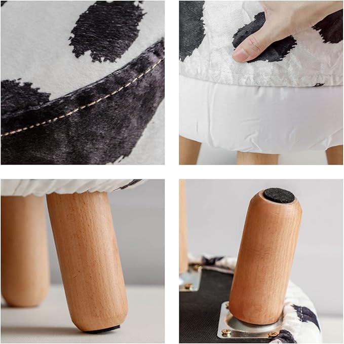 H&B Luxuries Fabric Round Padded Ottoman Foot Rest Stool