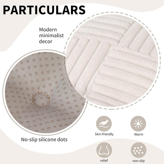 Office Stacking Chair Cushion with Ties, Corduroy High Density Foam Non-Slip Kitchen Seat Cushion, Square 17" x 17" Indoor Dining Chair Pads, White, 1 PCS