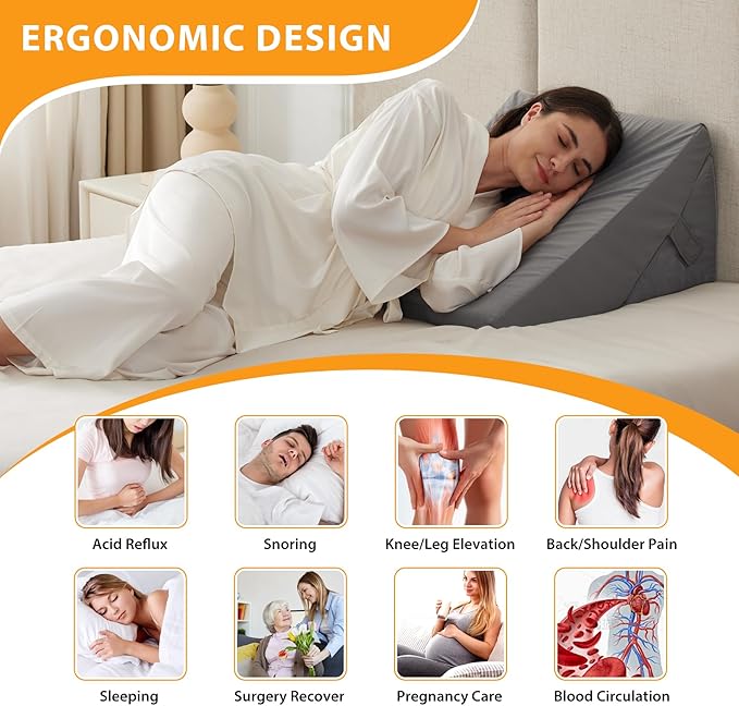 Ruqmuis Bed Wedge Pillow for Sleeping, 9&12 Inch Adjustable Wedge Pillow Set for After Surgery, Triangle Pillow for Back Pain Relief, Leg Support, Acid Reflux, Gerd, Velvet