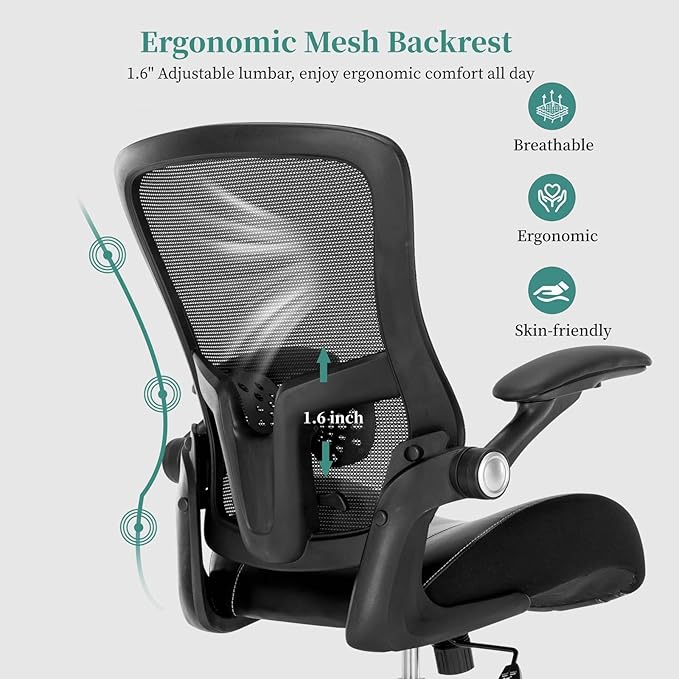Big and Tall Office Chair 400lbs, Heavy Duty Computer Desk Chair with Wide 3D Modeling Foam Seat, Ergonomic Executive Office Chair for Heavy People with Adjustable Lumbar Support Armrests Metal Base