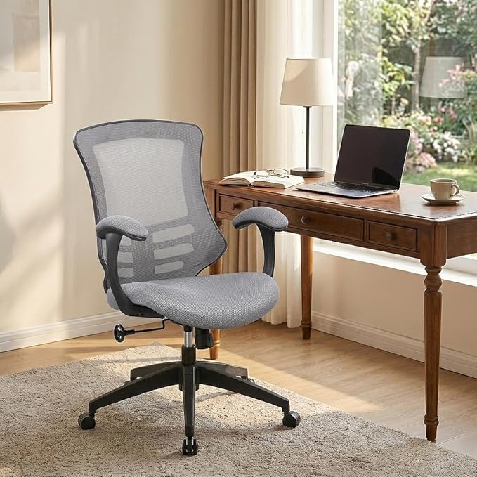 HAMESS Ergonomic Mesh Office Chair for Home Office Swivel Rolling Computer Desk Chair Padded Arms with Built-in Lumbar Support Thick Seat Cushion 300 lbs