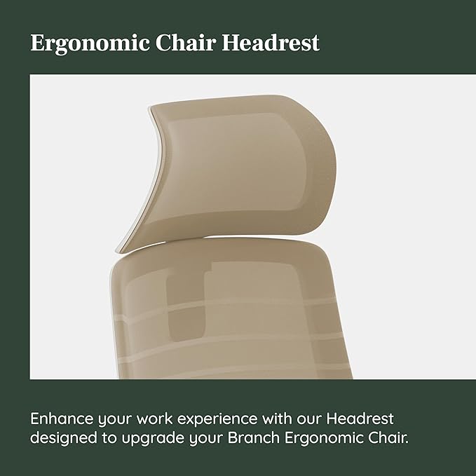 Branch Adjustable Headrest Attachment - Compatible Only Ergonomic Chair - Adjustable Height for Personalized Neck and Head Support - Sand