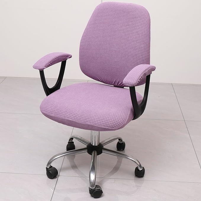 Melaluxe Office Chair Cover with Armrest Covers， Universal Stretch Desk Chair Cover, Computer Chair Slipcovers - Purple