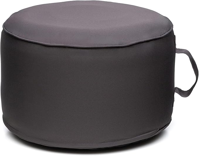QILLOWAY Inflatable Outdoor Ottoman for Patio, Waterproof Round Pouf, Inflatable Foot Rest, Outdoor Footstool for Poolside, Garden，Camping,Dark Grey