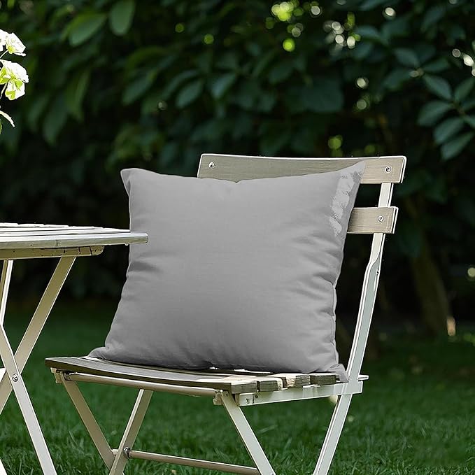 Large 20x20 Inch Outdoor Throw Pillow Covers Cushion Case Set of 2 Waterproof Durable Decorative Cushion for Patio, Deck, Poolside and Outdoor Furniture, Gray