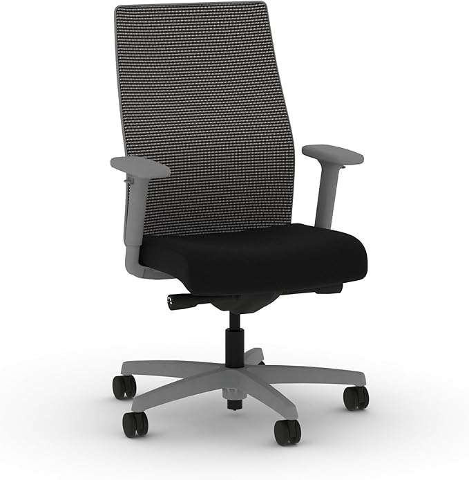 HON Ignition 2.0 Mid Back Task Chair, Advanced Synchro-Tilt Control, Office Chair with Lumbar Support, Height and Width Adjustable Arms, Titanium Frame, Black