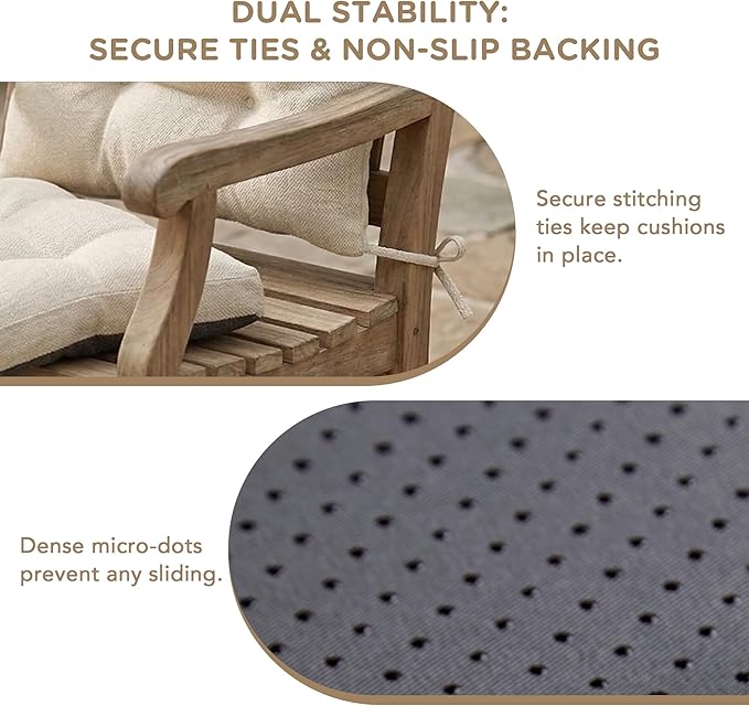 Codi Rocking Chair Cushions Indoor, Water Resistant Glider Rocker Replacement Cushion Set for Patio Porch Garden - Fits Most Standard Rockers, Beige 2PK