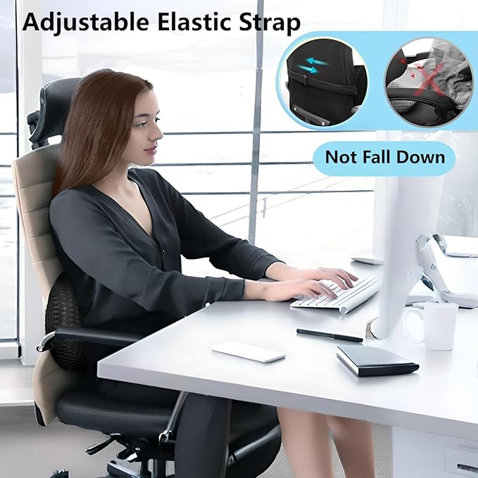 AgoKud Lumbar Pillow,Lumbar Support Pillow for Car and Office Chair,Memory Foam Back Support Pillow for Lower Back Pain Relief,Adjustable Back Pillow for Bed,Rest,Sleeping,Travel