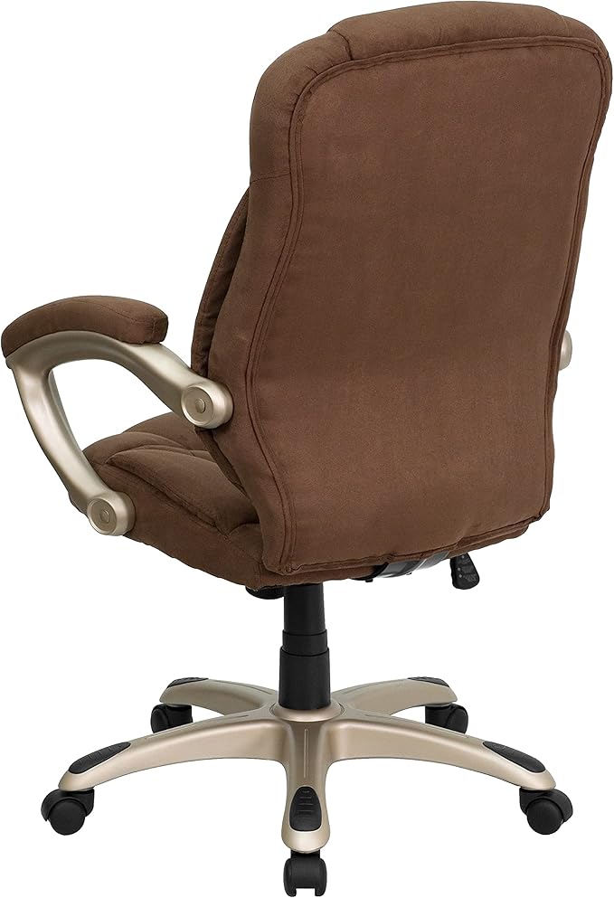 Flash Furniture Jessie High Back Brown Microfiber Contemporary Executive Swivel Ergonomic Office Chair with Arms