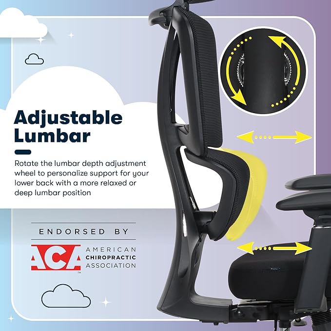 Serta AirHaven SX1200 Ergonomic Office Chair, High Back Mesh Desk Chair with Adjustable Headrest, Lumbar Support, 3D Armrests, ComfortCoils Seat, Swivel Computer Chair with Wheels, Black