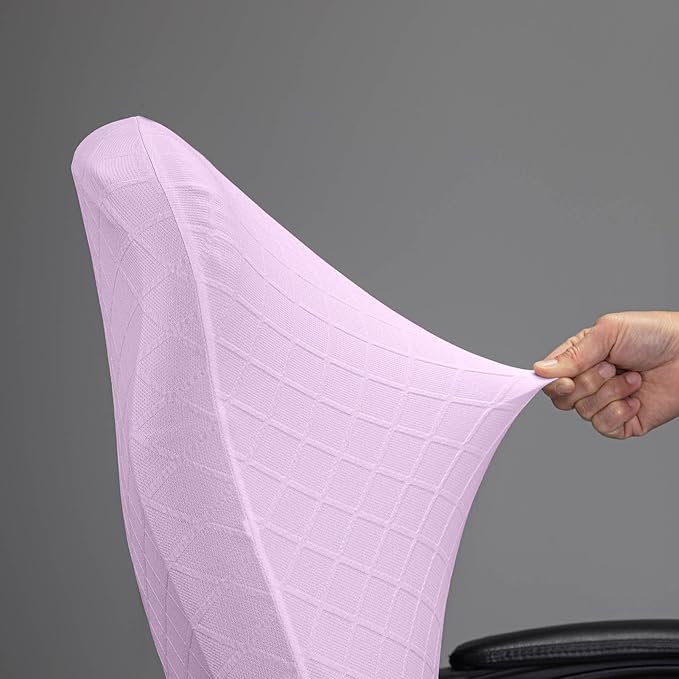 Melaluxe Stretch Jacquard Office Chair Cover, Removable Washable Desk Chair Cover Rotating Chair Seat Slipcover, Light Purple