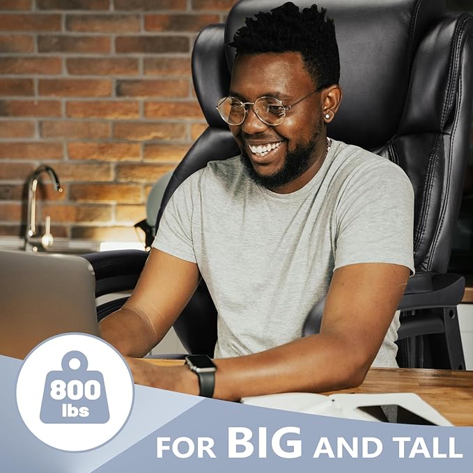 800lbs Big and Tall Office Chair, Executive Chair with Adjustable Headrest, High Back Extra Wide Seat, Heavy Duty PU Leather for Home Office, Comfortable Large Computer Desk Chair