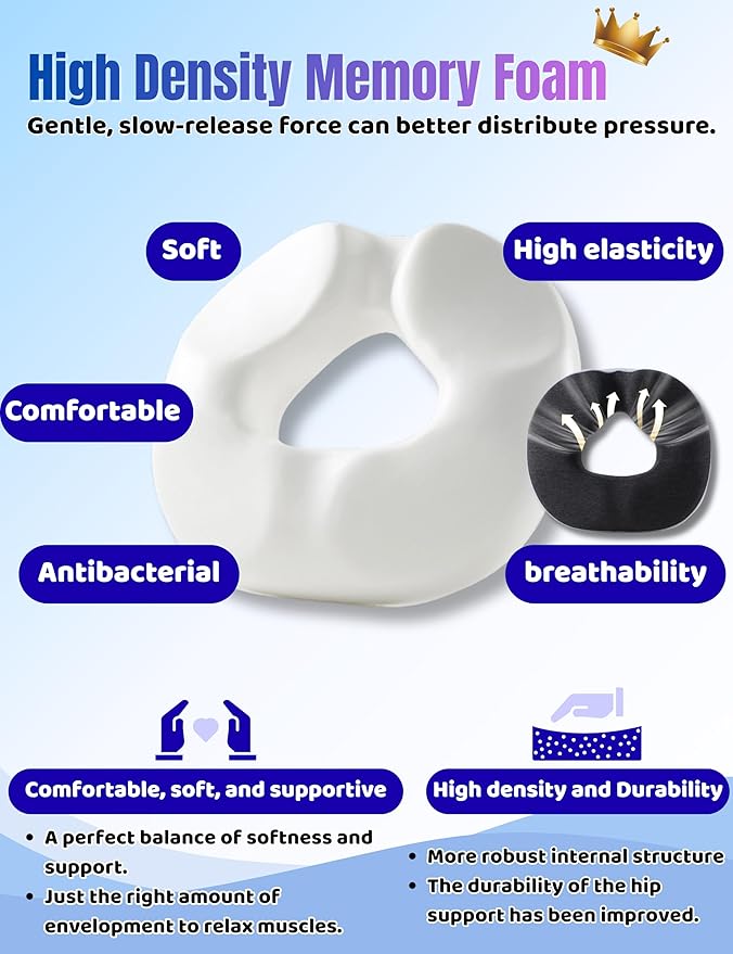 Donut Pillow for Tailbone Pain,Memory Foam Hemorrhoids Pillow for Sciatica Pain,Relief Ergonomic Donut Seat Cushion for Office Chair,Car,Wheelchair,Pregnancy,Coccyx and Washable(Black&Gray)