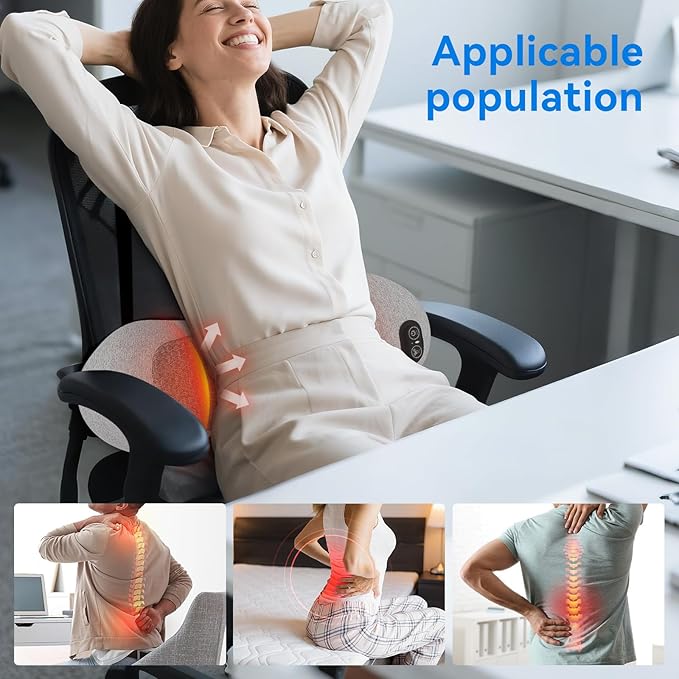 3 in 1 Lower Back Massager - Electric Lumbar with Heat, Vibration,Traction,Lumbar Support Pillow for Lower Back Pain Relief,Deep Tissue Relaxation, Grey FSA Eligible/HSA Eligible